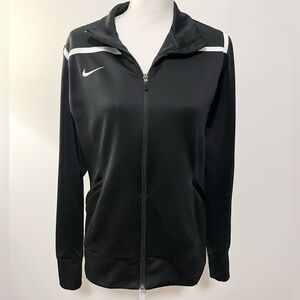 Nike Women’s Dri Fit Warm Up Track Jacket. Black with White Trim. Size Large